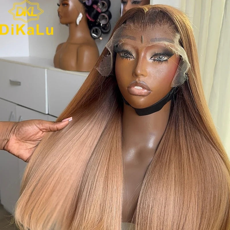 Raw Brazilian Remy Baby Hair Ash Blonde Highlights Transparent Lace Front Glueless Wig for Black Women Long Length Free Shipping