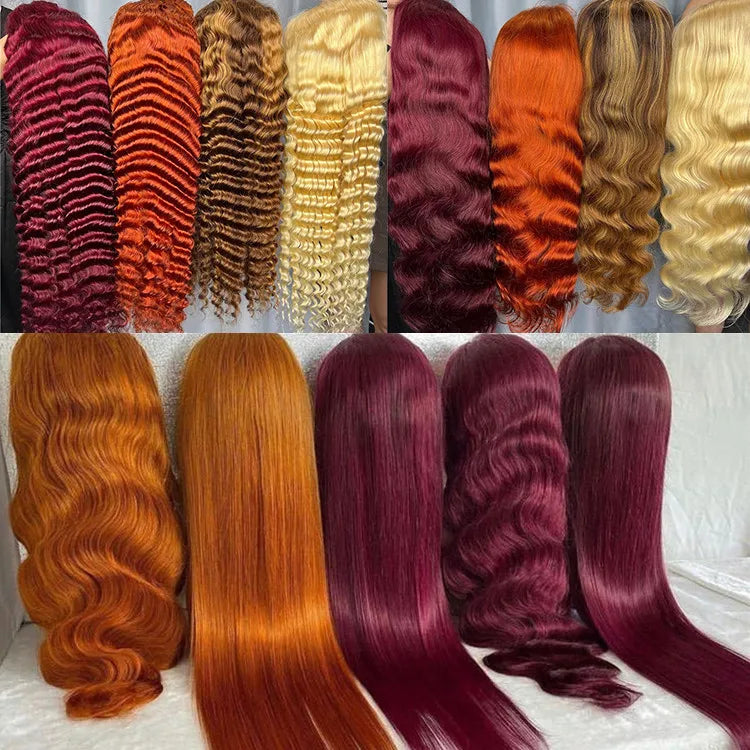 Glueless Lace Front Wigs for Black Women 99j Burgundy Color Preplucked Human Hair Wigs 360 Full Lace Water Wave hd Frontal Wig