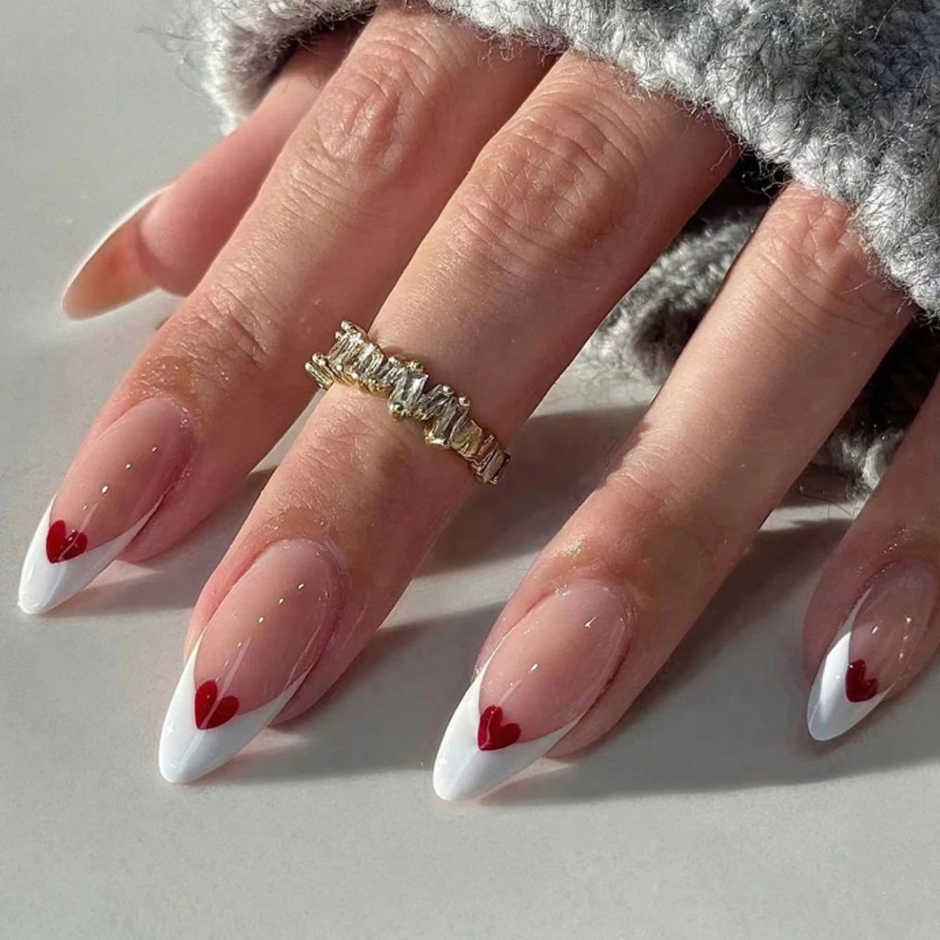 ARTAUG 24PCS Short Press On Nails Square Pink Fingertip White French Trim Press On Nails Full Cover Fake Nails Set Nail
