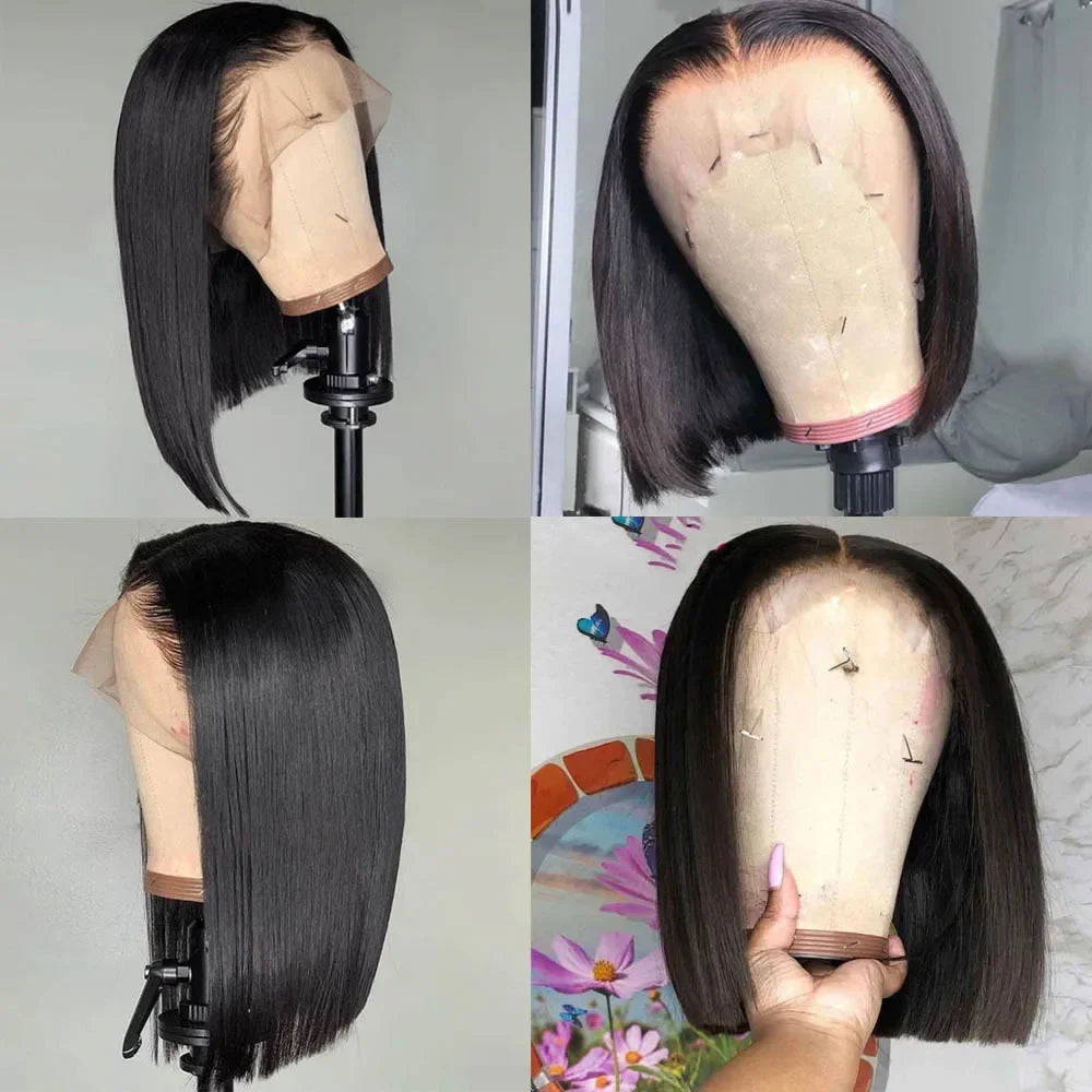 Straight Bob Wig Short 100% Human Hair Lace Frontal Wigs 13x4 Lace Front Wig 4x4 Lace Closure Wig Pre Plucked Bob Lace Wigs