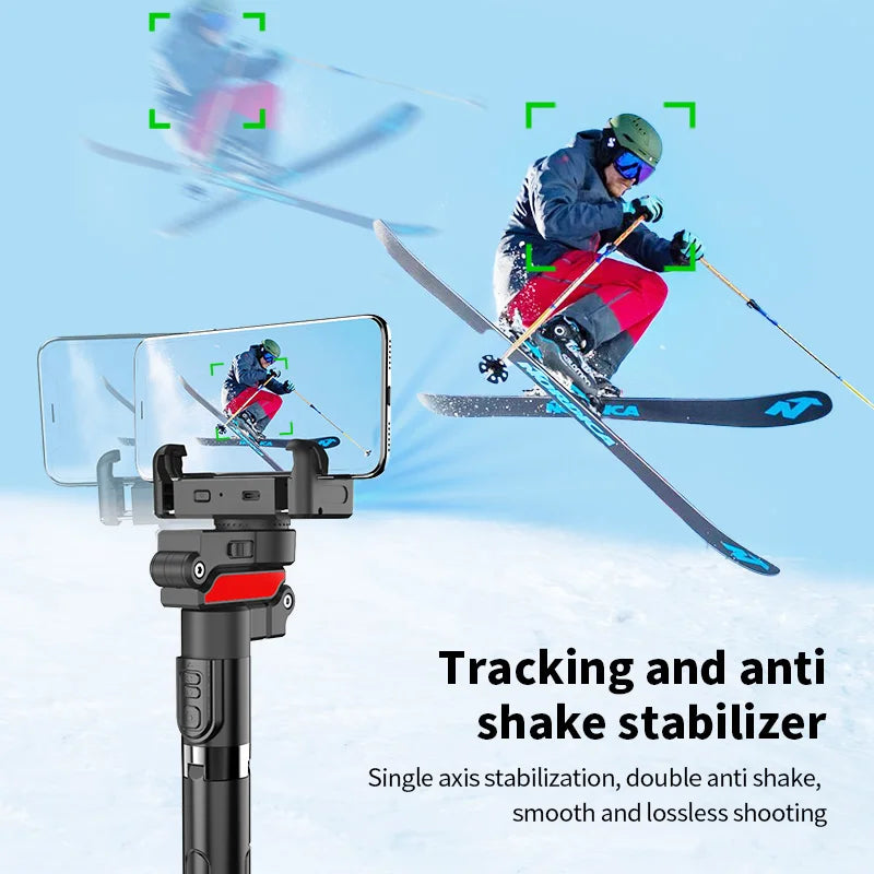 AI face tracking Stabilizer 360 Auto Rotation Follow Gimbal Remote Selfie stick tripod for iPhone Android phone holder