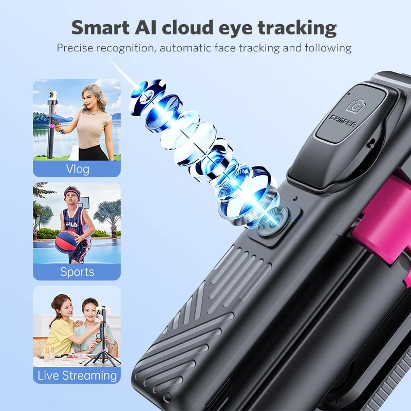 AI Smart Gimbal Tripod Selfie Stick Foldable 360° Auto Follow-Up Face Tracking Gimbal All-in-one Phone Holder For smartphone