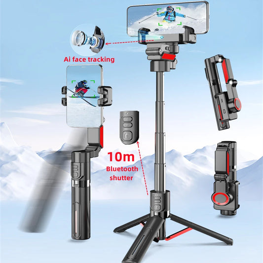 AI face tracking Stabilizer 360 Auto Rotation Follow Gimbal Remote Selfie stick tripod for iPhone Android phone holder