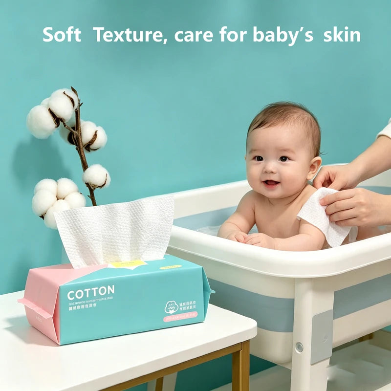 Disposable Face Towel 100 Count, Soft Cotton Clean Skin Face Towels, Dry Wipes Cotton Facial Towels Wash Cloths Tissue Thickened