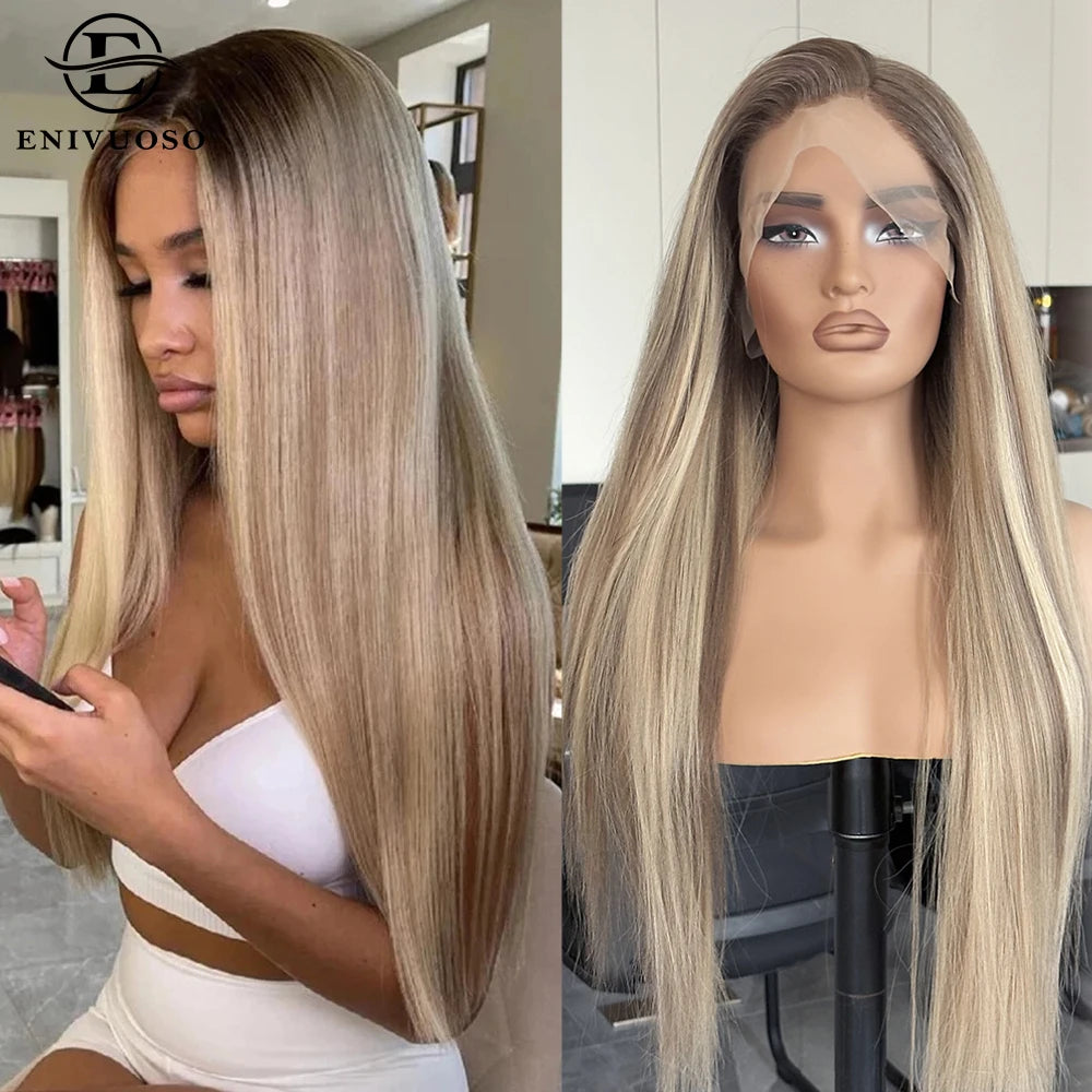 13x4 Light Pink Lace Front Wig Pre Plucked Colored Bone Straight Lace Wigs For Women 30 Inch Long Straight Cosplay Party Wigs