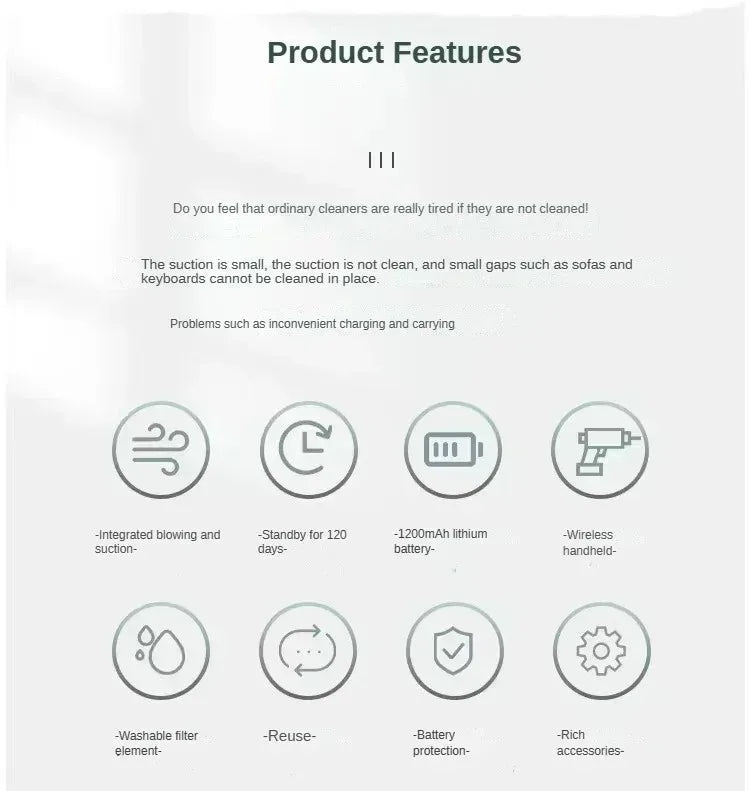 Vacuum Cleaner in Car Vacuum Cleaner Combination USB Charging Car Household with Fully Automatic High Power Powerful Cleaning