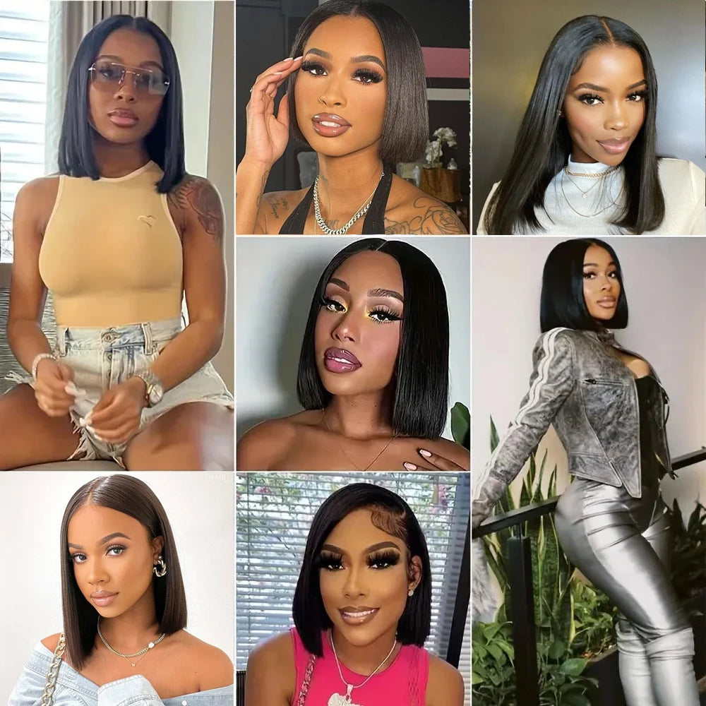 Straight Bob Wig Short 100% Human Hair Lace Frontal Wigs 13x4 Lace Front Wig 4x4 Lace Closure Wig Pre Plucked Bob Lace Wigs