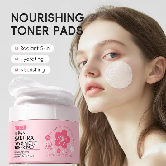 Sakura Toner Pads for Soothing, Hydrating & Redness Relief, Gentle for Sensitive Skin,Daily Night Moisturizing Face Skin Care
