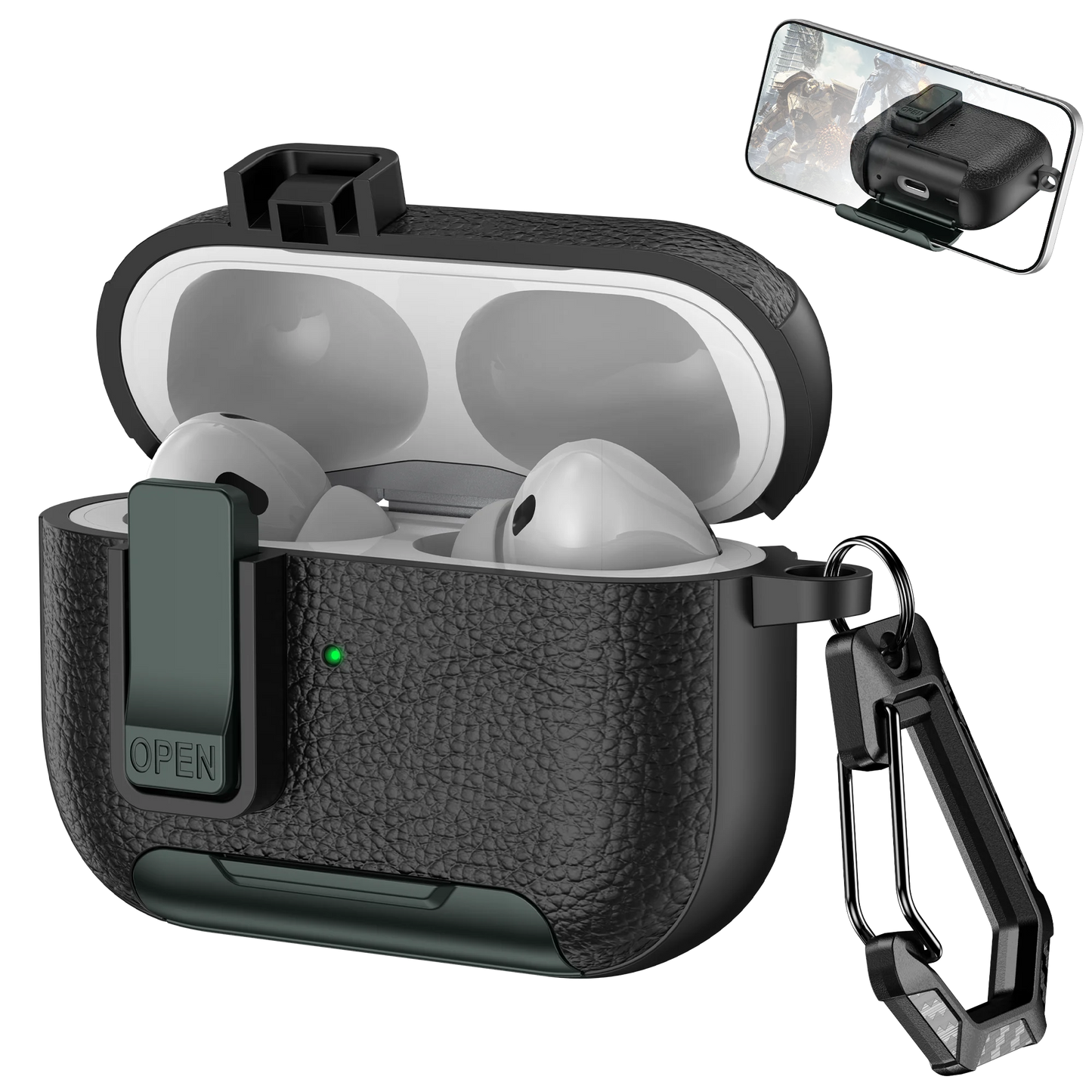 Phone Holder cortex Case For AirPods Pro 3  Bluetooth headset Cover For AirPods Pro 2 or AirPods 1 2 3 4 Pro Case With Hook