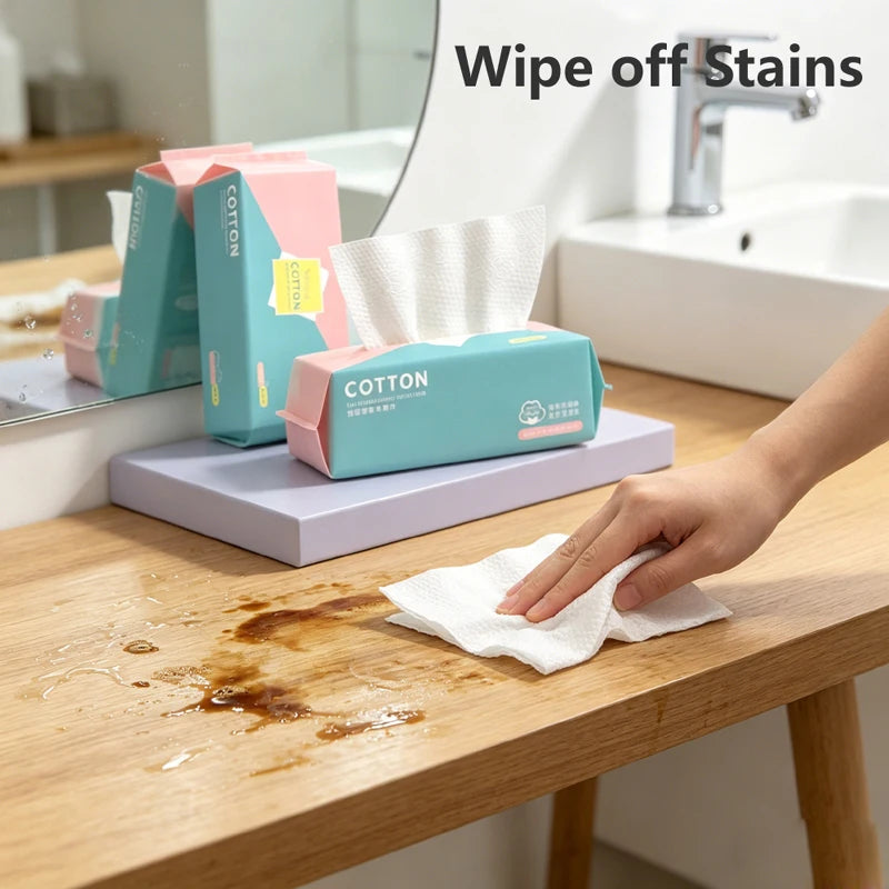 Disposable Face Towel 100 Count, Soft Cotton Clean Skin Face Towels, Dry Wipes Cotton Facial Towels Wash Cloths Tissue Thickened