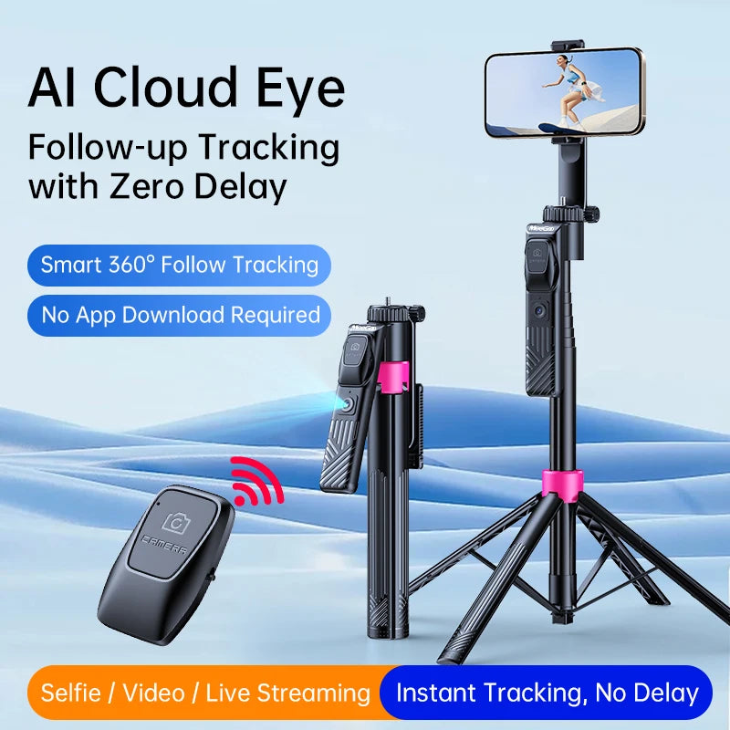 AI Smart Gimbal Tripod Selfie Stick Foldable 360° Auto Follow-Up Face Tracking Gimbal All-in-one Phone Holder For smartphone