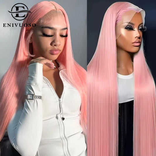 13x4 Light Pink Lace Front Wig Pre Plucked Colored Bone Straight Lace Wigs For Women 30 Inch Long Straight Cosplay Party Wigs