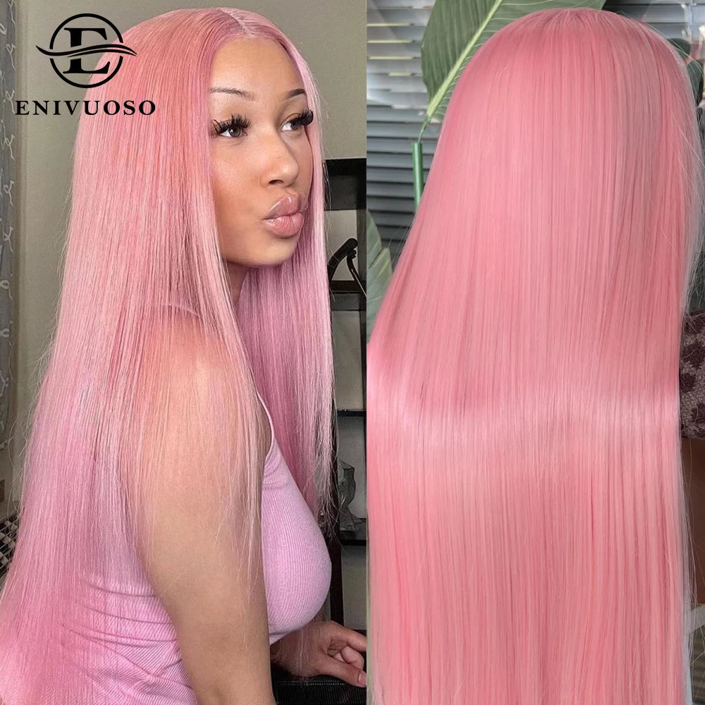 13x4 Light Pink Lace Front Wig Pre Plucked Colored Bone Straight Lace Wigs For Women 30 Inch Long Straight Cosplay Party Wigs